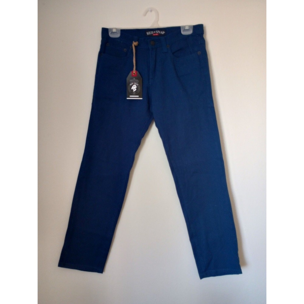 Red Snap Women's Navy Blue Denim Stretch Mid-Rise Straight Jeans 30W x 30L